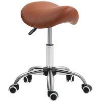 HOMCOM Pu Leather Saddle Stool W/ Moulded Padded Seat Adjustable Height Brown, Brown