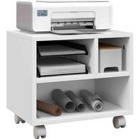 HOMCOM Printer Stand With Storage Printer Cart On Wheels For Home Office White, White