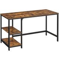 SONGMICS Vasagle Writing Desk With 2 Shelves - Rustic Brown And Black, Multi