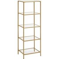 SONGMICS Vasagle 5-tier Ladder Shelving Unit With Tempered Glass And Steel Frame - Gold Color, Gold