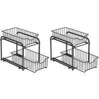 Songmics Set Of 2 Kitchen Cabinet Organiser - Classic Black, Black