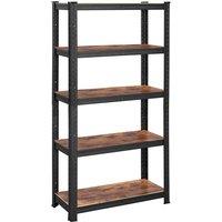 Songmics Shelving Unit 650 Kg Load Capacity 130 Kg Per Shelf - Rustic Brown And Black, Brown