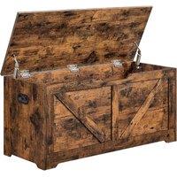 SONGMICS Vasagle Shoe Storage Bench With 2 Safety Hinges Barn Style - Rustic Brown, Brown