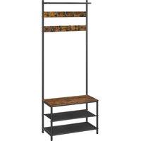 SONGMICS Vasagle Clothes Rack With 9 Removable Hooks For Hallway Bedroom - Vintage Brown Black, Brown