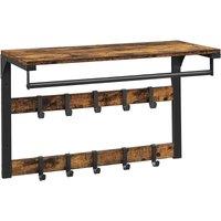 SONGMICS Vasagle Wall-mounted Coat Rack With 10 Removable Hooks - Rustic Brown And Black, Brown