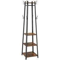 SONGMICS Vasagle Coat Rack With 3 Shelves - Rustic Brown And Black, Brown