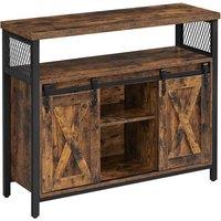 SONGMICS Vasagle Buffet Table With Sliding Barn Doors - Rustic Brown And Black, Brown