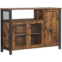 SONGMICS Vasagle Buffet Cabinet With Transparent Doors - Rustic, Brown