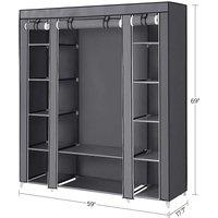 Songmics Foldable Clothes Storage Organiser With Hanging Rail - Grey, Grey