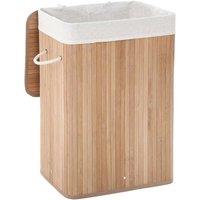 Songmics 72L Bamboo Foldable Storage Hamper With Removable Washable Lining - Natural, Cream