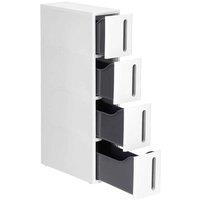 Songmics 4-drawer Storage Unit Tower For Bathroom Kitchen - White And Grey, Multi