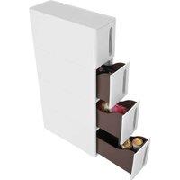 Songmics Narrow Storage Trolley On Wheels With 4-drawer - White And Brown, White