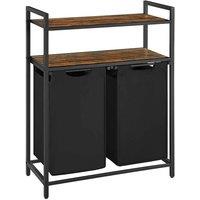 Vasagle 2X46L Laundry Basket With 2 Pull-out Bags And 2 Shelves - Rustic Brown And Black, Multi