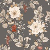 Belgravia Decor Bramble Wallpaper 10m x 53cm Chargoal, Grey