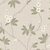 Belgravia Decor Amelie Blossom Textured Wallpaper 10m x 53cm Green/Beige, Green