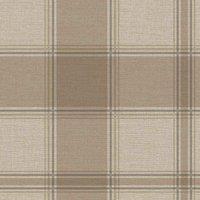 Belgravia Decor Carmella Textured Wallpaper 10m x 53cm Check Beige, Cream