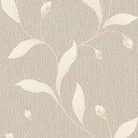 Belgravia Decor Tiffany Trail Beige Textured Wallpaper 10m x 53cm, Cream