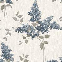 Belgravia Decor Tiffany Trail Navy Textured Wallpaper 10m x 53cm, Blue