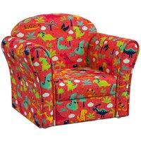 Aiyaplay Kids Sofa Chair With Dinosaur Design For Bedroom Playroom Red, Red