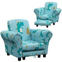 Aiyaplay 2 Piece Kids Sofa Set With Dinosaur Design For Nursery Blue, Blue