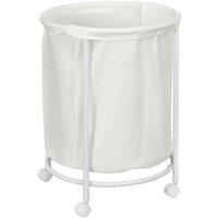 HOMCOM 100L Round Laundry Hamper With Wheels For Bedroom Bathroom Cream White, Cream
