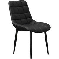 More4homes Nova Modern Faux Leather Dining Chair Padded Seat Metal Legs Kitchen 2 Pcs Black, Black