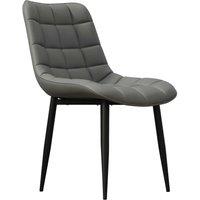 More4homes Nova Modern Faux Leather Dining Chair Padded Seat Metal Legs Kitchen 2 Pcs Grey, Grey