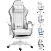 Vinsetto Racing Style Gaming Chair with Footrest, Grey, Grey
