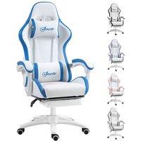 Vinsetto Racing Style Gaming Chair with Footrest, Blue, Blue