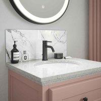 Carrara Marble Glass Bathroom Splashback 250Mm X 600Mm X 4Mm, White