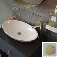 Clear Fluted Glass Bathroom Splashback Brass Caps, Clear