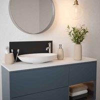 Matt Black Glass Bathroom Splashback 250Mm X 600Mm X 4Mm, Black