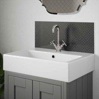 Laura Ashley Mr Jones Metallic Charcoal Glass Bathroom Splashback 250Mm X 600Mm X 4Mm, Grey