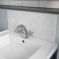 Laura Ashley Wicker Pearl White Glass Bathroom Splashback 250Mm X 600Mm X 4Mm, White