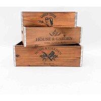 Minster Stylish Living Msl 38 34 30Cm Set 3 Wooden Trays, Brown