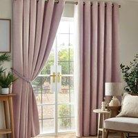 Luxury Living Chenille Blackout 46inch X 72inch Pink ring Top Curtains , Pink