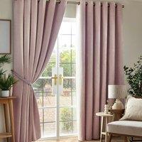 Luxury Living Chenille Blackout 46inch X 90inch Pink ring Top Curtains , Pink