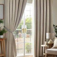 Luxury Living Chenille Blackout 46inch X 72inch Cream taped Top Curtains , Cream