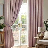 Luxury Living Chenille Blackout 46inch X 90inch Pink taped Top Curtains , Pink