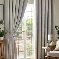 Luxury Living Chenille Blackout 46inch X 72inch Silver taped Top Curtains , Silver