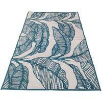 Charles Bentley Leaf Weatherproof Outdoor Rug 160X230Cm - Teal Blue, Blue
