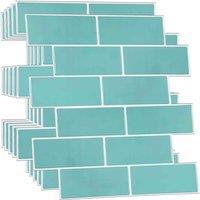 Walplus 3D Tile Stickers Peel And Stick Backsplash Splashback Decals Tile Transfer For Kitchen Bathroom Living Room Stick On Tile Waterproof - Capri Sea - 6 Pieces 30.5Cm 12inch , Blue