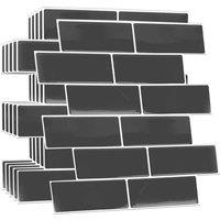 Walplus 3D Tile Stickers Peel And Stick Backsplash Splashback Decals Tile Transfer For Kitchen Bathroom Living Room Stick On Tile Waterproof - Elegant Dark Grey - 6 Pieces 30.5Cm 12inch , Grey