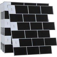 Walplus 3D Tile Stickers Peel And Stick Backsplash Splashback Decals Tile Transfer For Kitchen Bathroom Living Room Stick On Tile London Metro Classic Brick Pure Black Extra - 6 Pieces 30.5Cm 12inch , Black