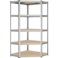 Songmics Corner Shelf 5-tier Garage Shelving Heavy Duty Metal Shelving Unit For Garage Storage Room Warehouse Loads 875 Kg Silver And Natural Beige Glr080E01, Multi