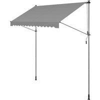 Songmics Manual Retractable Sunshade Height-adjustable With Crank 300 X 120 Cm Grey, Grey