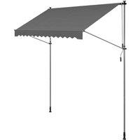 Songmics Retractable Awning 300 X 120 Cm Anthracite Grey, Grey
