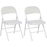 HOMCOM 2 Pack Padded Folding Chairs With Cushioned Seat And Metal Frame White, White