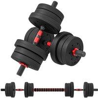 HOMCOM 20Kg Adjustable 2 In 1 Barbell Dumbbells Weight Set For Body Fitness, Black