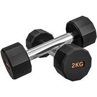 Sportnow Dumbbells Weights Set With 12-sided Shape And Non-slip Grip, 2 X 2Kg, Black